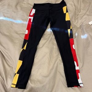Black leggings. University of Maryland logo. Size xs